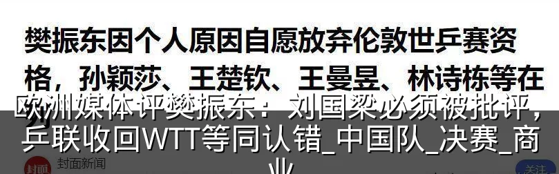 欧洲媒体评樊振东:刘国梁必须被批评,国际乒联收回WTT等同认错_中国队_决赛_商业